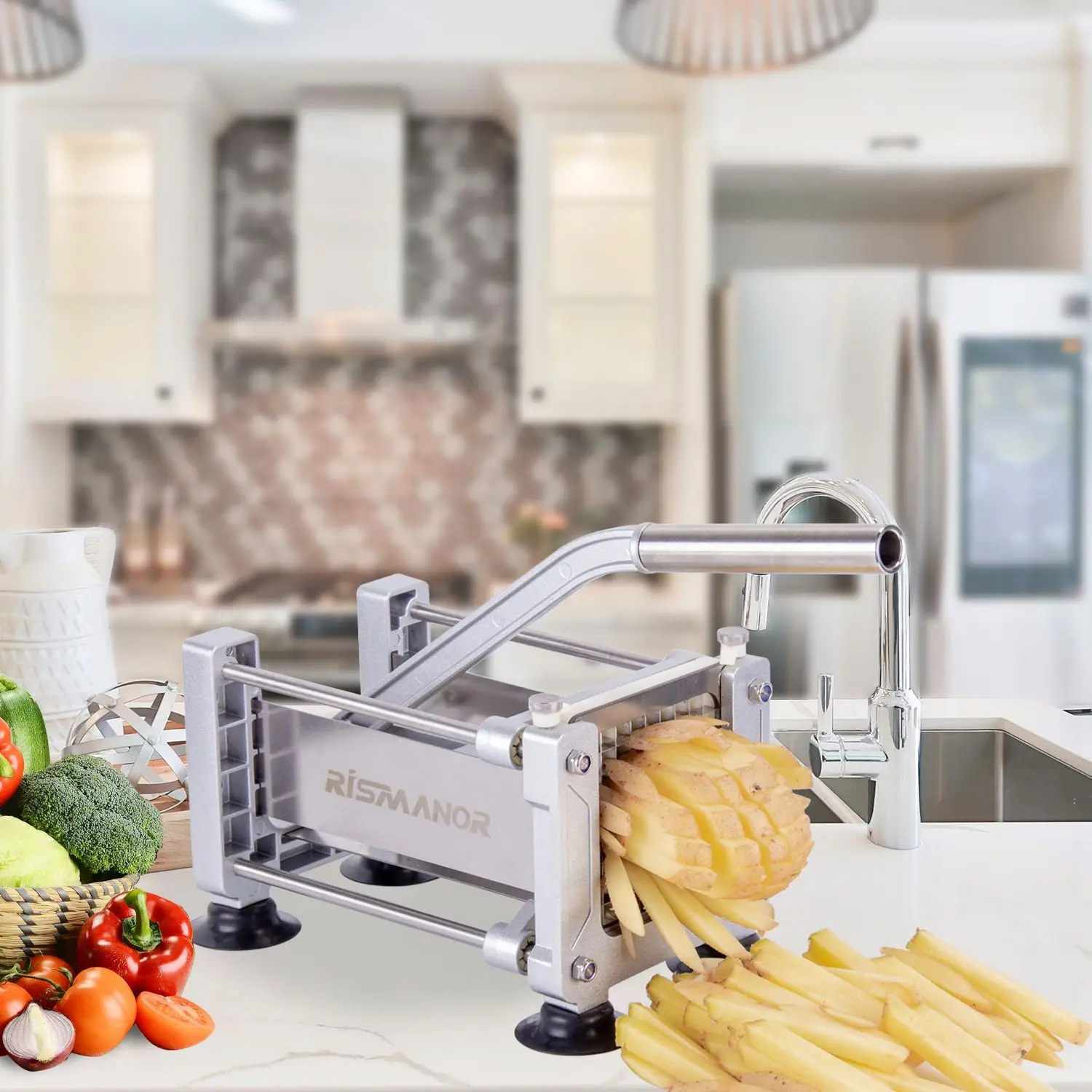 

Suitable for Cross-border Amazon horizontal slicer stainless steel potato slicer multi-functional stainless steel slicer customi