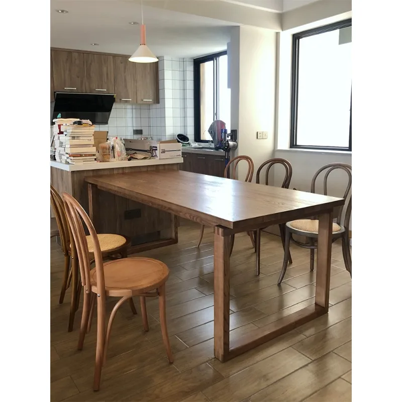 طاولة طعام من الخشب الصلب مصنوعة من خشب الرماد الياباني وطاولة كبيرة وطاولة موبي منزلية #1