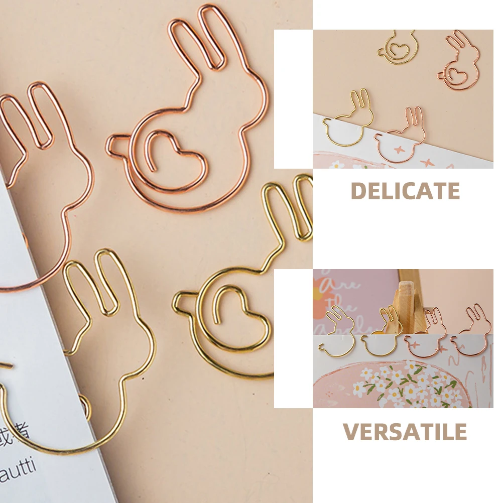 30Pcs Decorative Bunny Shape Paper Clips Adorable Rabbit Small Cute Office Supplies Practical Multi-Function Clips for Files