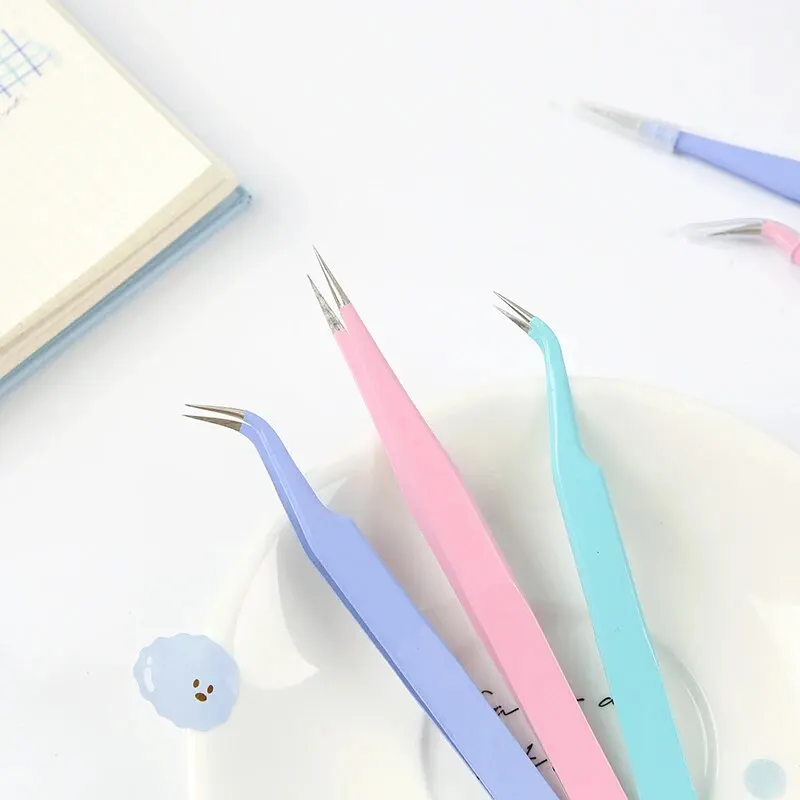 8Style Candy-colored Tweezers Creative Stainless Steel High Elastic Clips