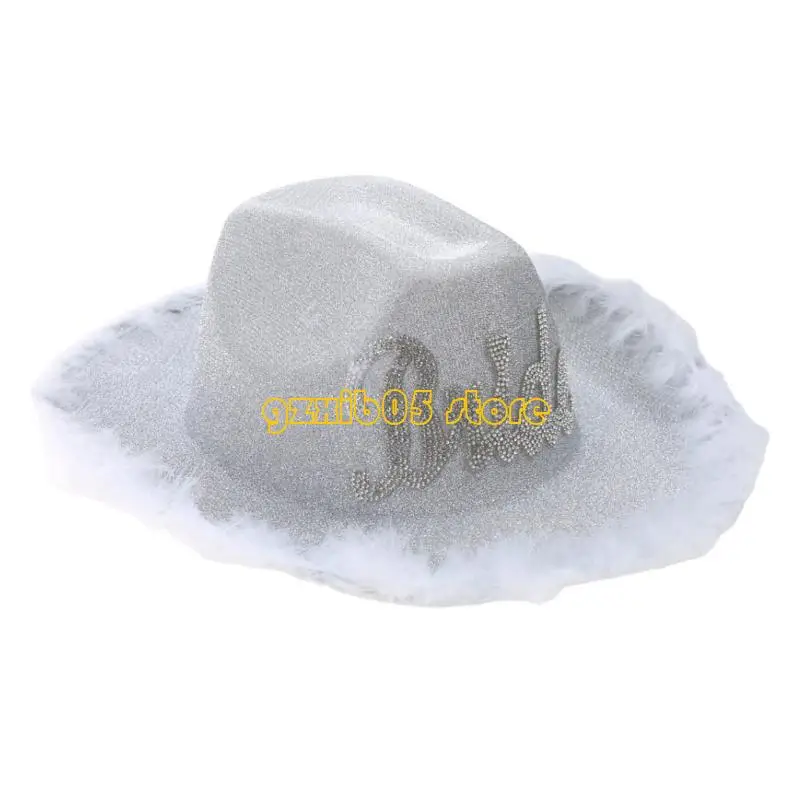 

C9GE Bride Cowgirl Hat Bride Hat Bride Cowboy Hat Bridal Party Hat Bachelorette Party Hat Glitter Cowgirl Hat Bride Fedoras