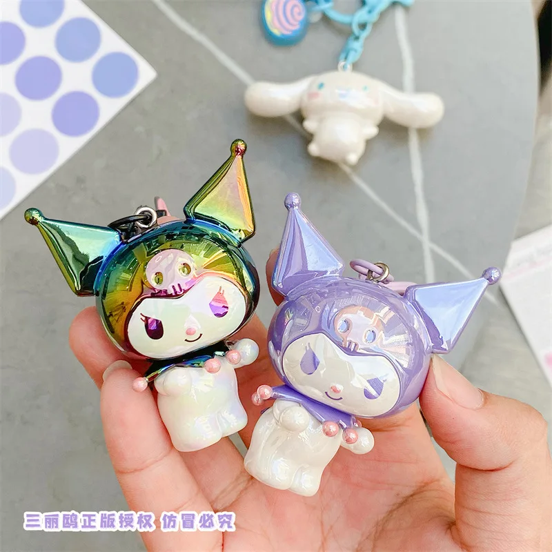 2024 New Genuine Sanrio Keychain Toys Colorful Series Anime Figures Pochacco Hangyodon Kuromi Pendant Keychain Toys Girls Gifts