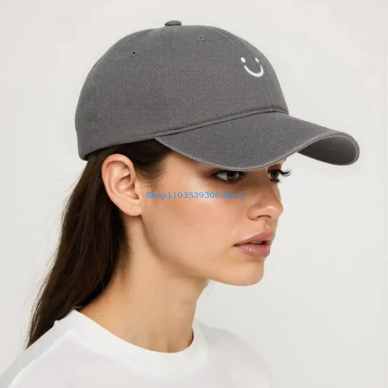 Casquette en coton avec sourire à mode 400A, ajustement réglable pour hommes femmes, activités loisirs en plein air