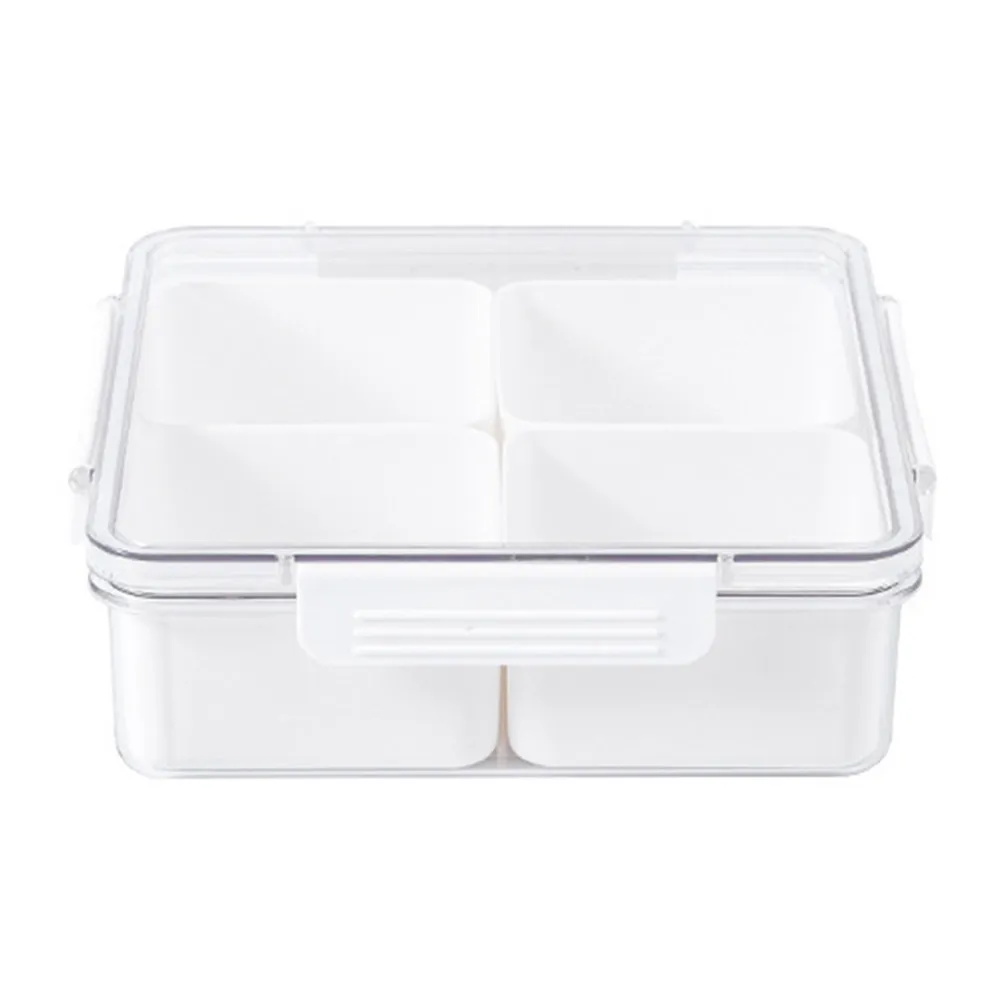 Clear Compartmentalized Dried Fruit & Snack Storage Box with Sectional Tray for Candies, Nuts, and Fruits