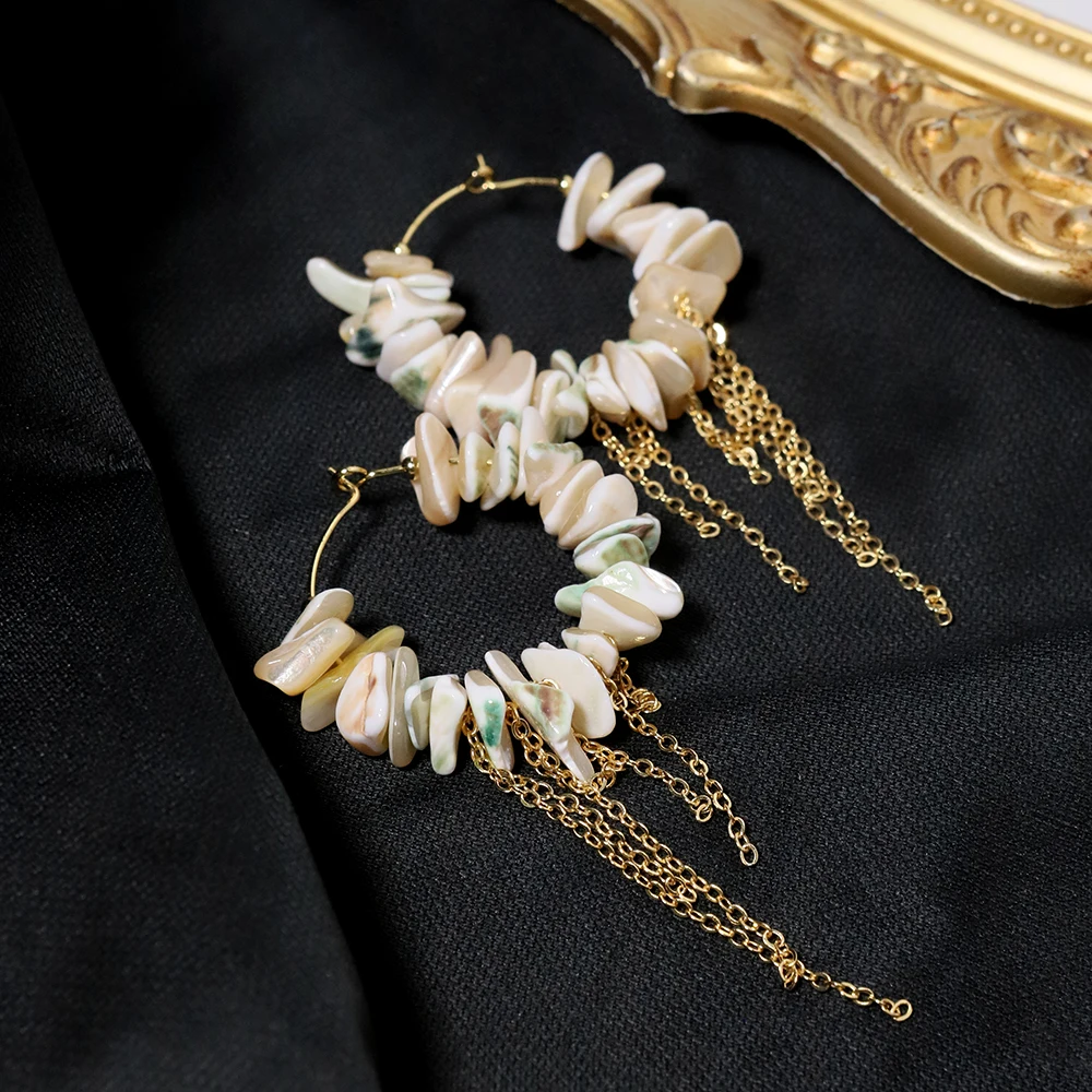 Natural Shell Stream Su Earrings Korean Style Women Luxury Jewelry Fashion Ladies and Girls Gift GE1579