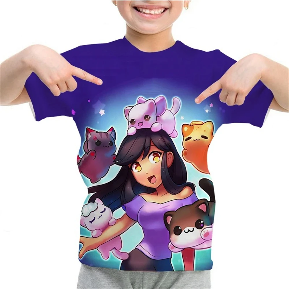 Aphmau 3D Print T Shirt per bambini ragazze Cartoon magliette ragazzi Anime T-Shirt Camiseta Toddler Kawaii Tee top abbigliamento per bambini