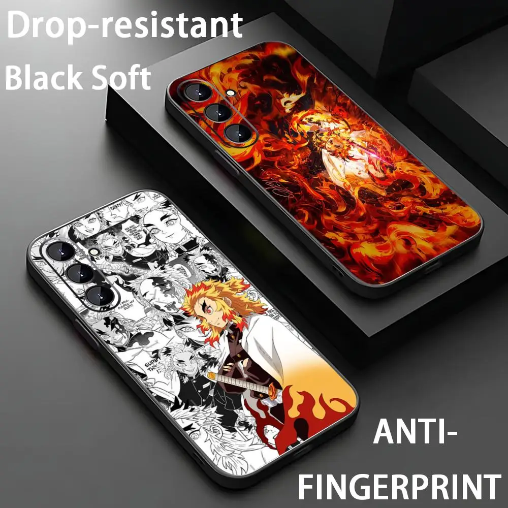 Kimetsu No Yaiba Kyojuro Rengoku Phone Case For Samsung Galaxy A56 A16 A36 A26 A06 A55 A54 A15 A35 A25 Soft Black