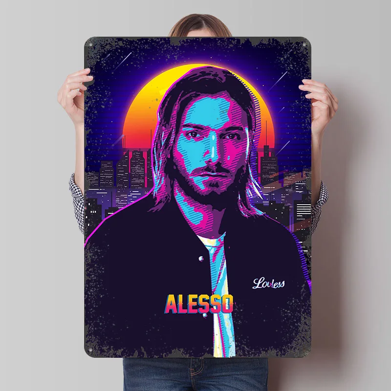 Letrero Metálico Retro Alesso, Póster Decorativo Personalizado, Arte de Pared Vintage para Decoración de Cuartos de Hombre, Decoración del Hogar