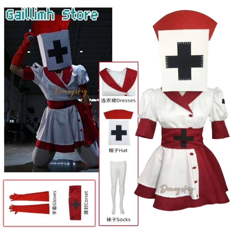 

Anime Dark Reaper Nurse Deception Game Cosplay Sexy Dress Mask コスプレ Roleplay Outfits Gloves Belt Halloween Suits Lolita Women