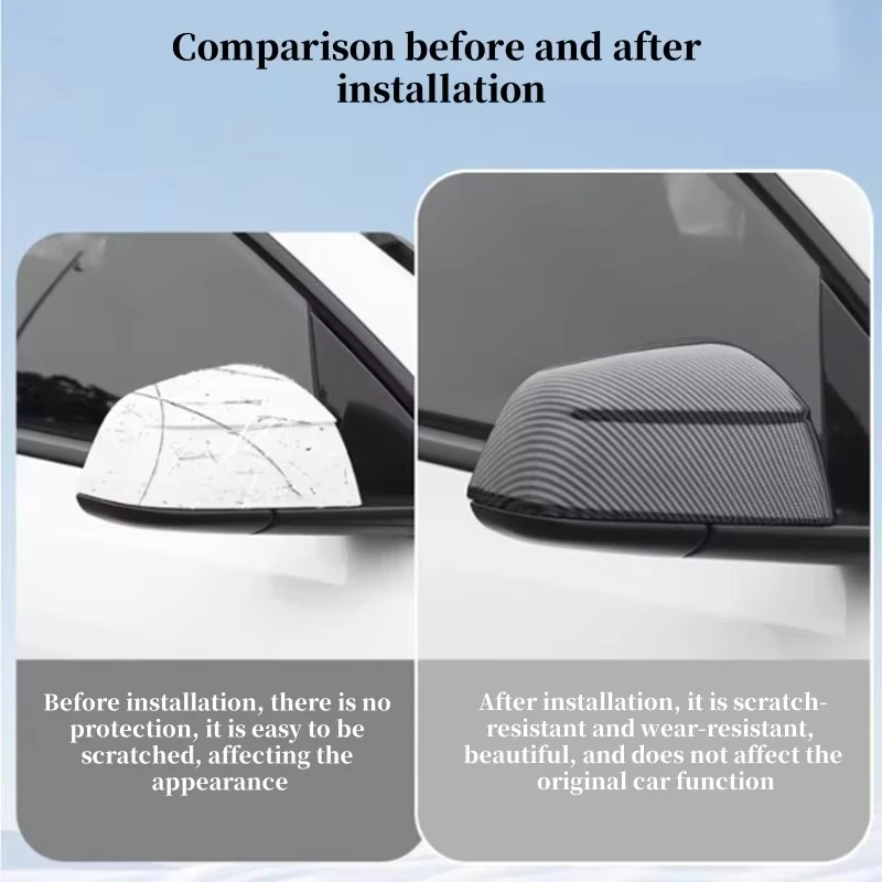 Für Tesla Modell Y Juniper 2025 Seiten Rückspiegel Schutzhülle Carbon Look ABS Spiegel Dekorative Auto Zubehör – Detail 3