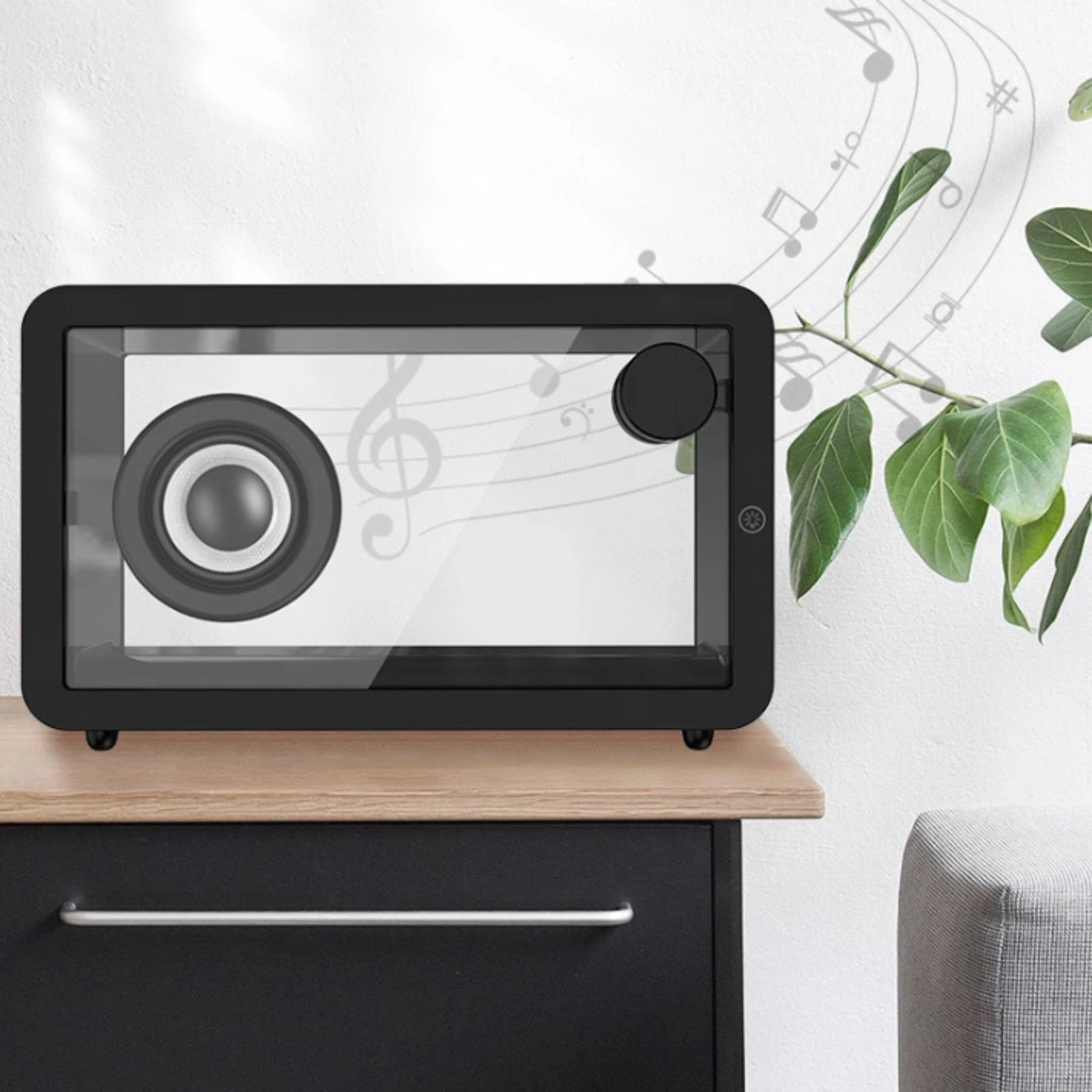 Transparent Speaker Compact Speaker with Rgb Light Colorful Multi-Color for Students, Desk, Bedroom