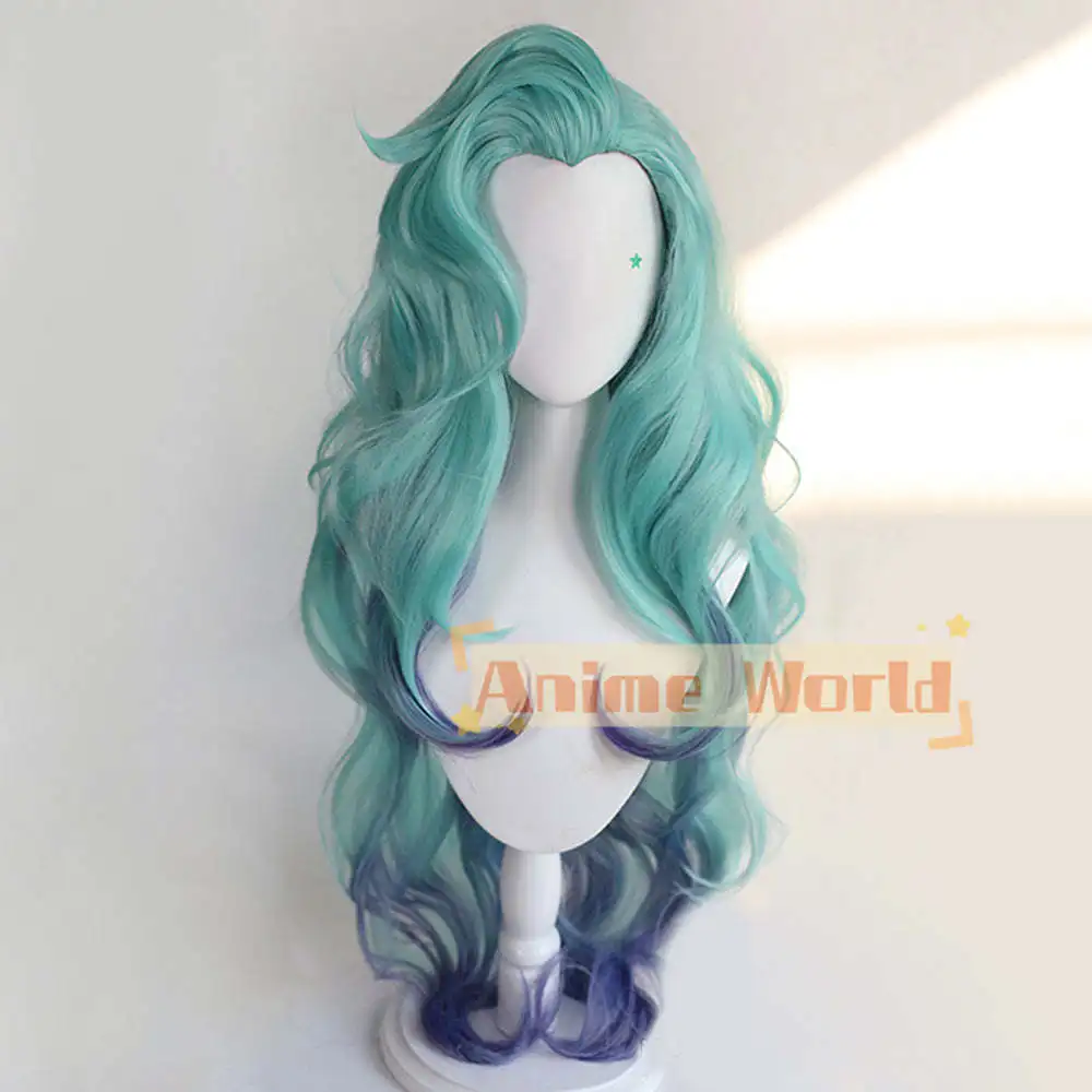 Seraphine Blue Purple Cosplay Wig  Synthetic Hair Halloween Role Play Party Carnival Wig Cap