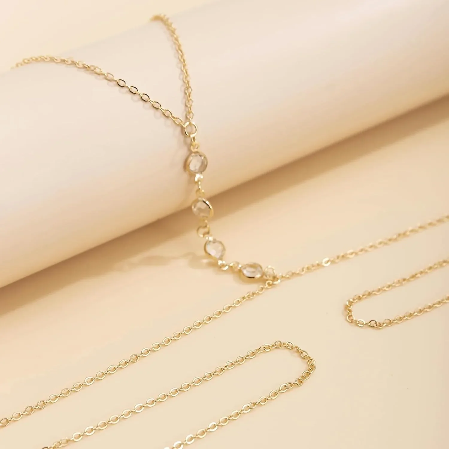 سلسلة خصر للبطن كريستالية للشاطئ الصيفي، سلاسل جسم مقاس 26 بوصة للنساء، حمالة صدر بيكيني متقاطعة من حجر الراين بطبقات مجوهرات للجسم #5