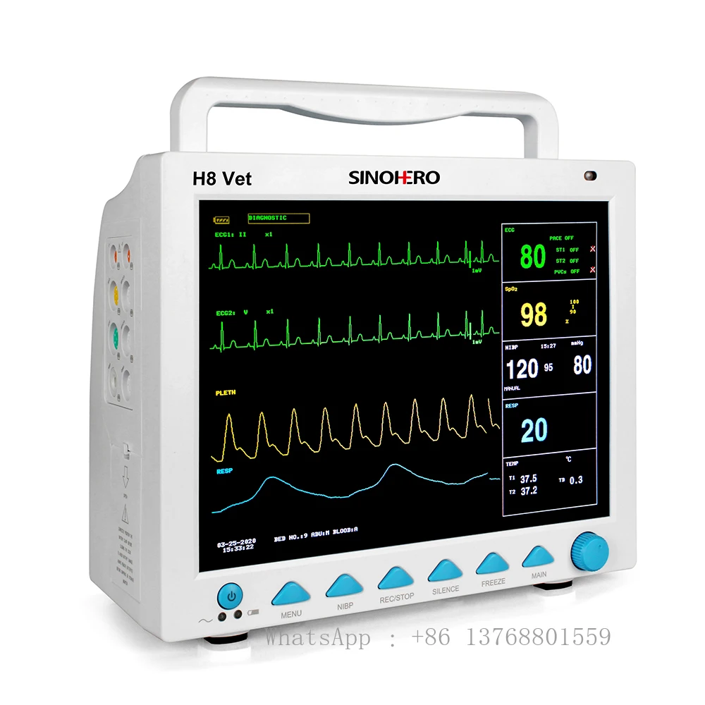 12.1inch Portable Vet Multi-parameter SINOHERO H8-VET Patient Monitor Veterinary Multiparameter 6 Patient Monitor