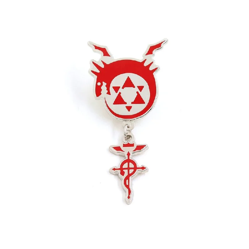 Fullmetal Alchemist Ouroboros Flamel Hanging Enamel Pin, Split Dangling Alchemy Symbol Lapel Badge, Classic Anime Brooch