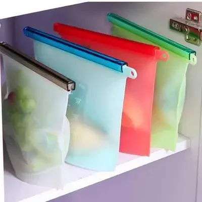 1500ml&1000ml Reusable Silicone Food Storage Bags | BEST forSandwich, Liquid, Snack, Lunch, Fruit, Freezer Airtight Seal