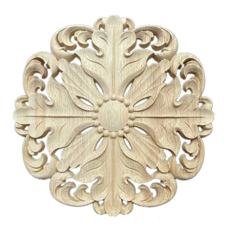 15/20/24/30/40cm Floral Wood Carved Decal Corner Appliques Frame Wall Doors carving Decorative Wooden Figurines Crafts