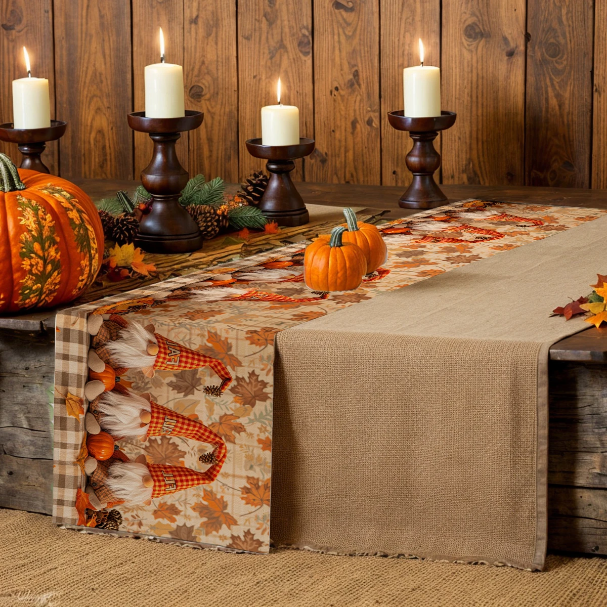 Checkered Autumn Table Runners Kitchen Table Decor Farmhouse Washable Dining Table Runner Holiday Party Wedding Decorations