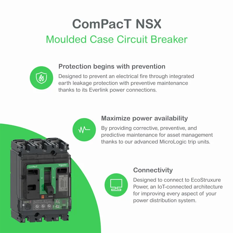 السلسلة الأصلية NSX100R 200kA AC 3P3D 100A MA وحدة الرحلة قطاع دارة C10R3MA100