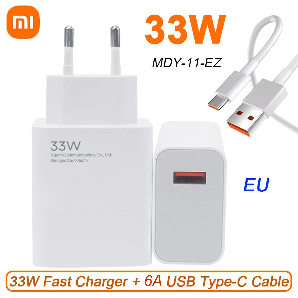 33w Xiaomi Fast Charger Original Mi Turbo Charge EU US Phone Cargador Redmi Note 11 10 Poco M2 Pro Mi 10s Blackshark 2 Chargeur