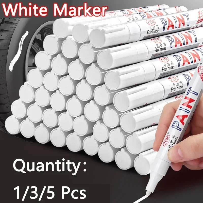 White Marker Pens set 2.0mm Oily Waterproof White Gel Pen DIY Graffiti Sketching Marker Stationery Writing School Supplies brush