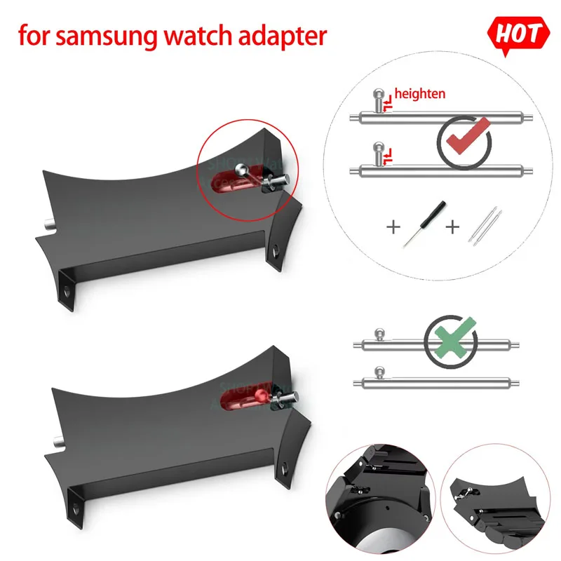 Heighten Quick Release Pins for Samsung Galaxy Watch 4 classic 46mm 42 Connector Stainless Steel Pins for Watch4  Metal Adaptor