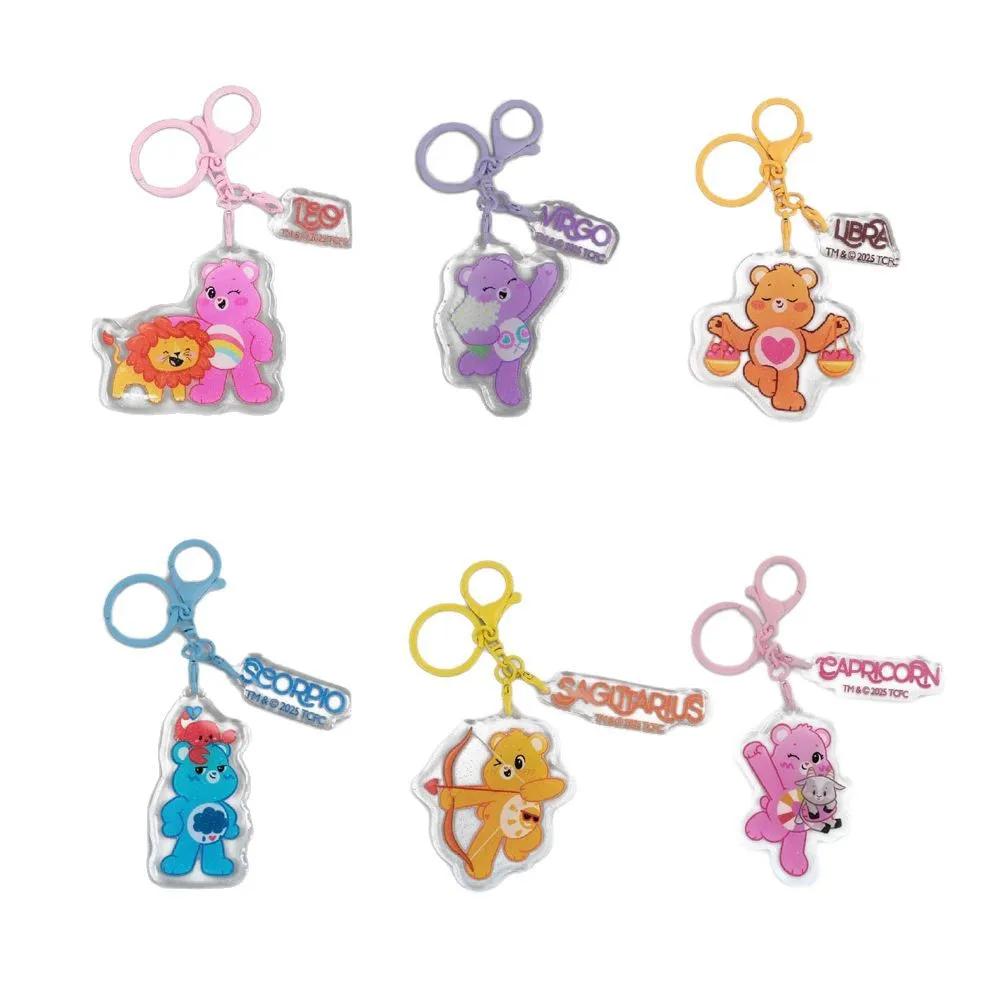 New Genuine Carebears 12 Zodiac Signs Series Keychain Cute Glue-drop Backpack Pendant Gift
