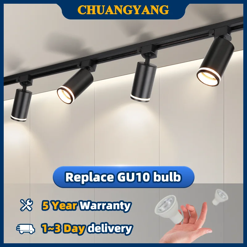 110v 220v LED Track Lamp GU10 Track Light Replaceable Bulb Spot Lighting Fixture For Store kitchen Living Room Indoor Decorate