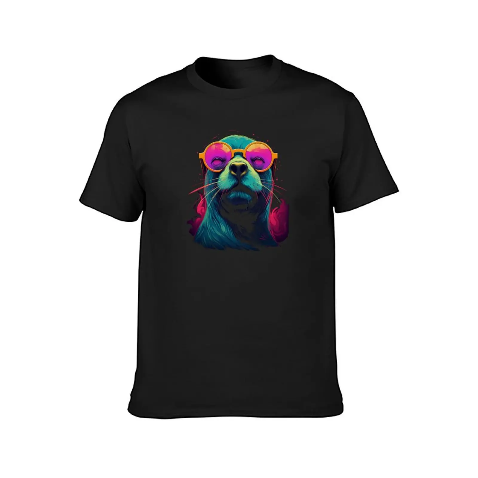 Seal with sunglasses, harbor seal, sea lion T-Shirt quick-drying graphics funnys slim fit t shirts for men