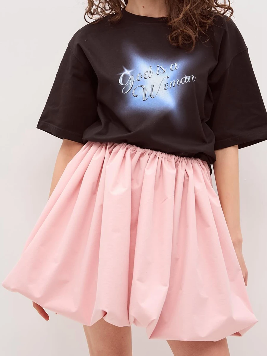 Women s Puff Mini Skirts Lantern Skirt Y2K Casual Loose Fitting Elastic Waist Solid Color Short Puffball Skirt Balloon Skirt