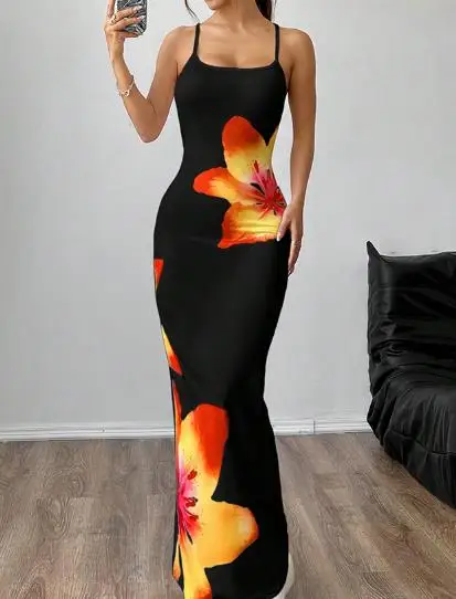 

Women's Clothing 2025 Summer New Sexy Camisole Dress Tight Hip-Hugging One-Step Skirt