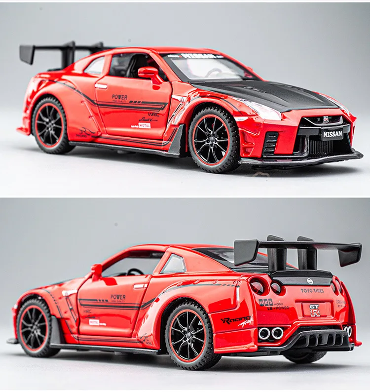 1:32GTR アレス車モデルプルバック、ライトおもちゃ男の子ギフト卓上装飾コレクション付き