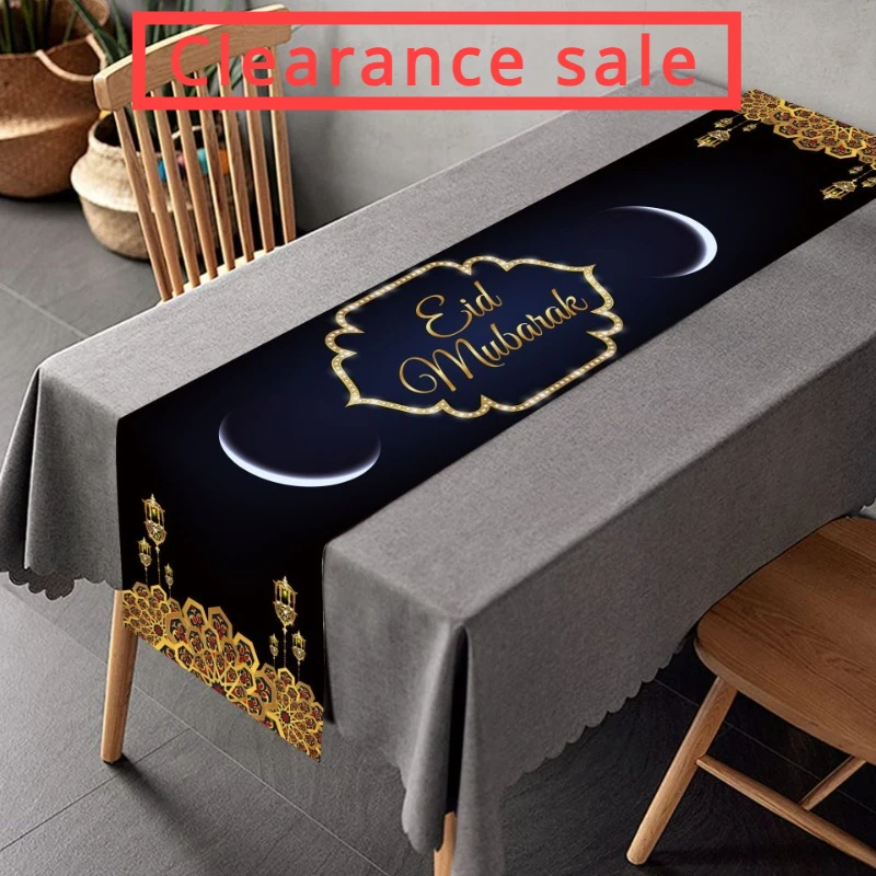 Decorazione Ramadan Runner da tavola EID Mubarak Decor per la casa tovaglia Ramadan Kareem festa musulmana islamica Eid Al Adha regali 2024