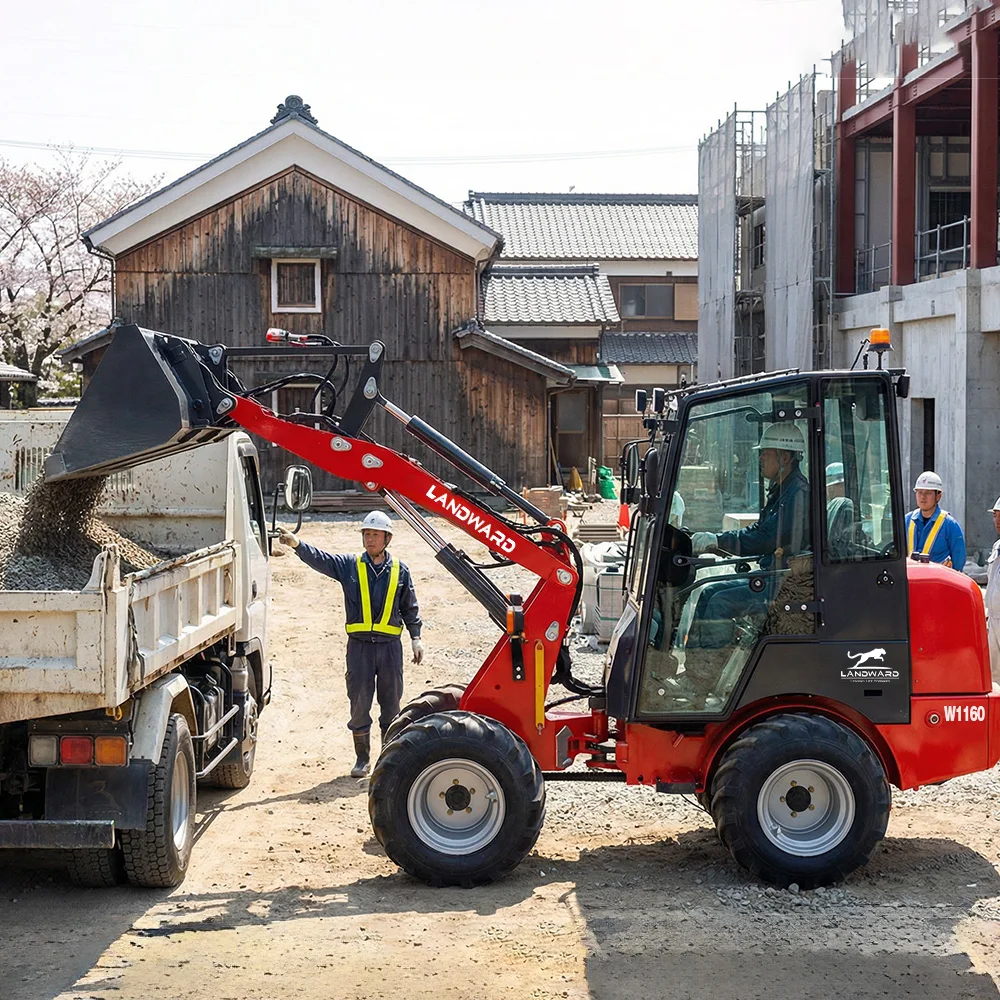 Chargeuse sur pneus certifiée CE pour travaux de terrassement, machine agricole, transport de matériaux, moteur Kubota, chargeuse compacte personnalisée