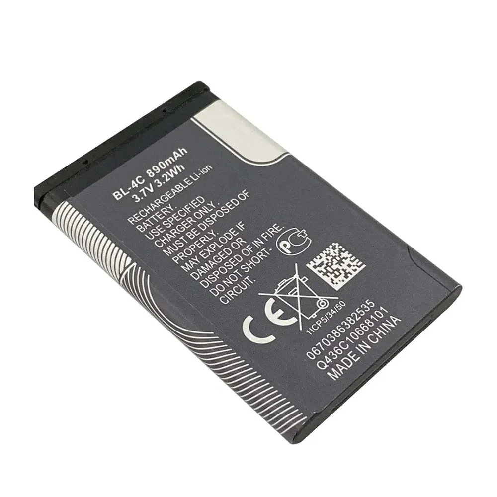 3.7V 890mAh Lithium Polymer Phone Rechargeable Battery BL-4C For Nokia 6600 6210 2228 1265 6088 6301 6100 6120 Batteries BL4C