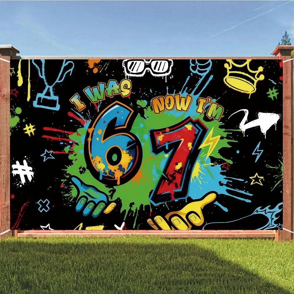 2D Flache Farbige Zahlen 'ICH BIN JETZT 6' 'ICH BIN JETZT 7' Themen-Geburtstags-Hintergrund Cartoon-Thema Kinder Jungen Foto-Hintergrund Deko-Zubehör