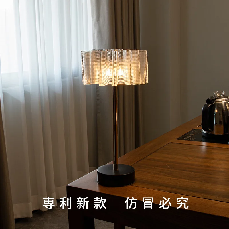 2023 New Pleated All-Aluminum Rechargeable Desk Lamp Bedroom Bedside Lamp LED Eye Protection Desk Lamp USB Touch Night Light