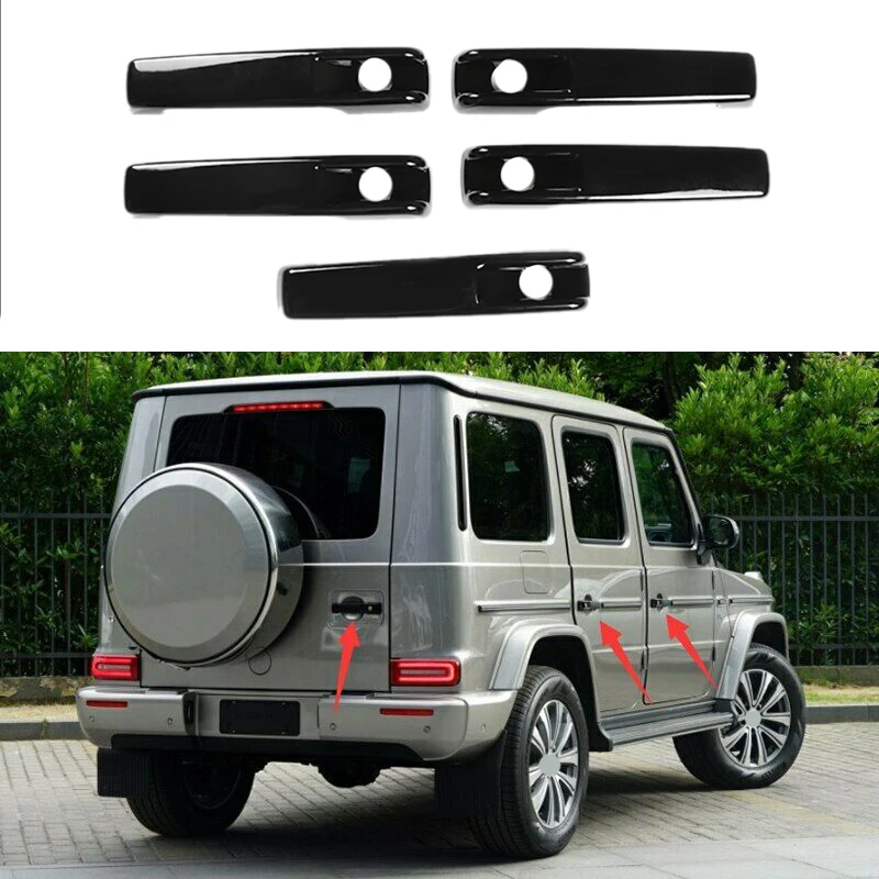 Gloss Black Outside Exterior Door Handle Protector Cover Trim for Mercedes Benz G-Class W461 W463 G55 G63 G500 2001-2021