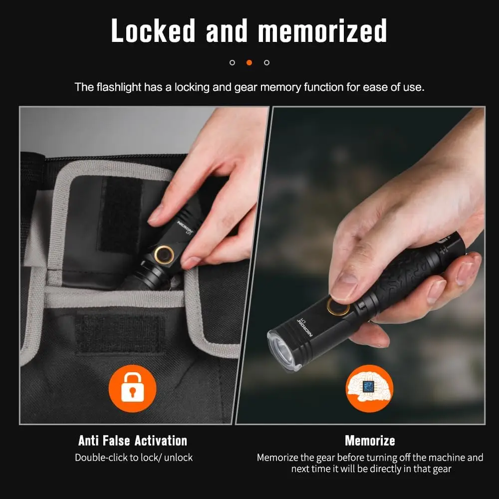 Torcia tattica ad alto lume, ricaricabile di tipo C, LED da 1800 lumen, impermeabile IP65, 8 modalità per emergenza in campeggio all'aperto