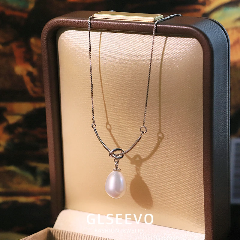 

Natural Freshwater Pearl Knotted Sterling Silver Necklace New Design Adjustable Necklace Gift For Wife Jewellery Women GN0777