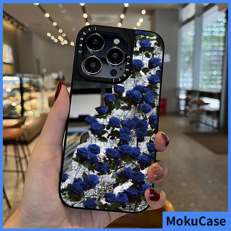 Shockproof Mirror Phone Case For iPhone 13 14 13 12 11 15 Pro Max Full screen glacier cliff blue rose For Case 7+8+ XR XsMax image 3