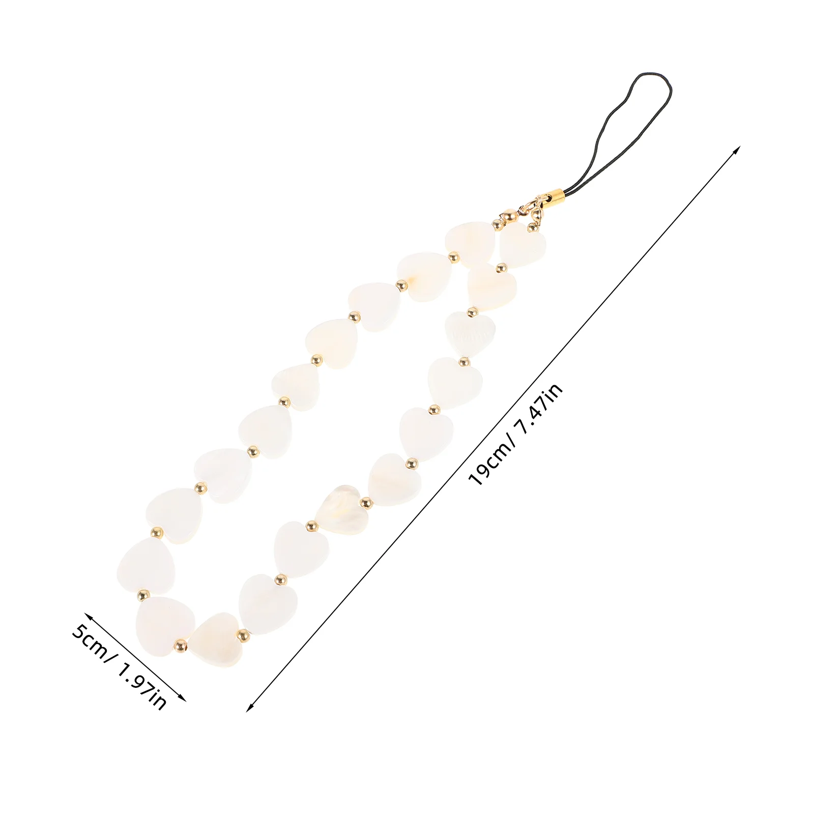 Cute Heart Beaded Phone Chain Keychain Faux Pearl Material Chain Versatile Mobile Pendant Suitable For Phone Case Accessories
