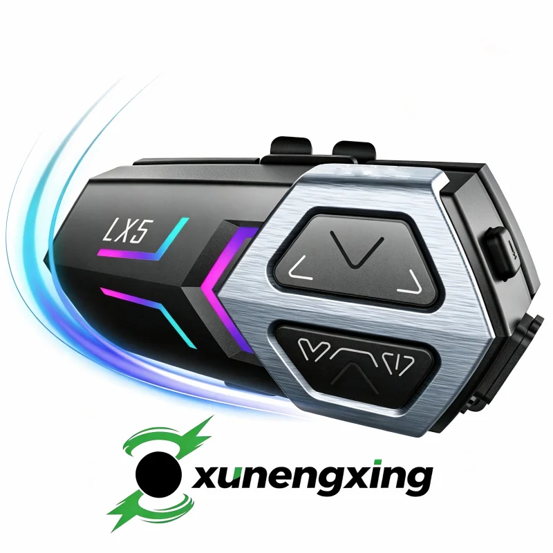 Motorcycle Helmet Intercom LX5 MESH 10 Riders Dual QCC5.3 Chip IP67 Waterproof Bluetooth Helmet Headset Wireless Moto Interphone