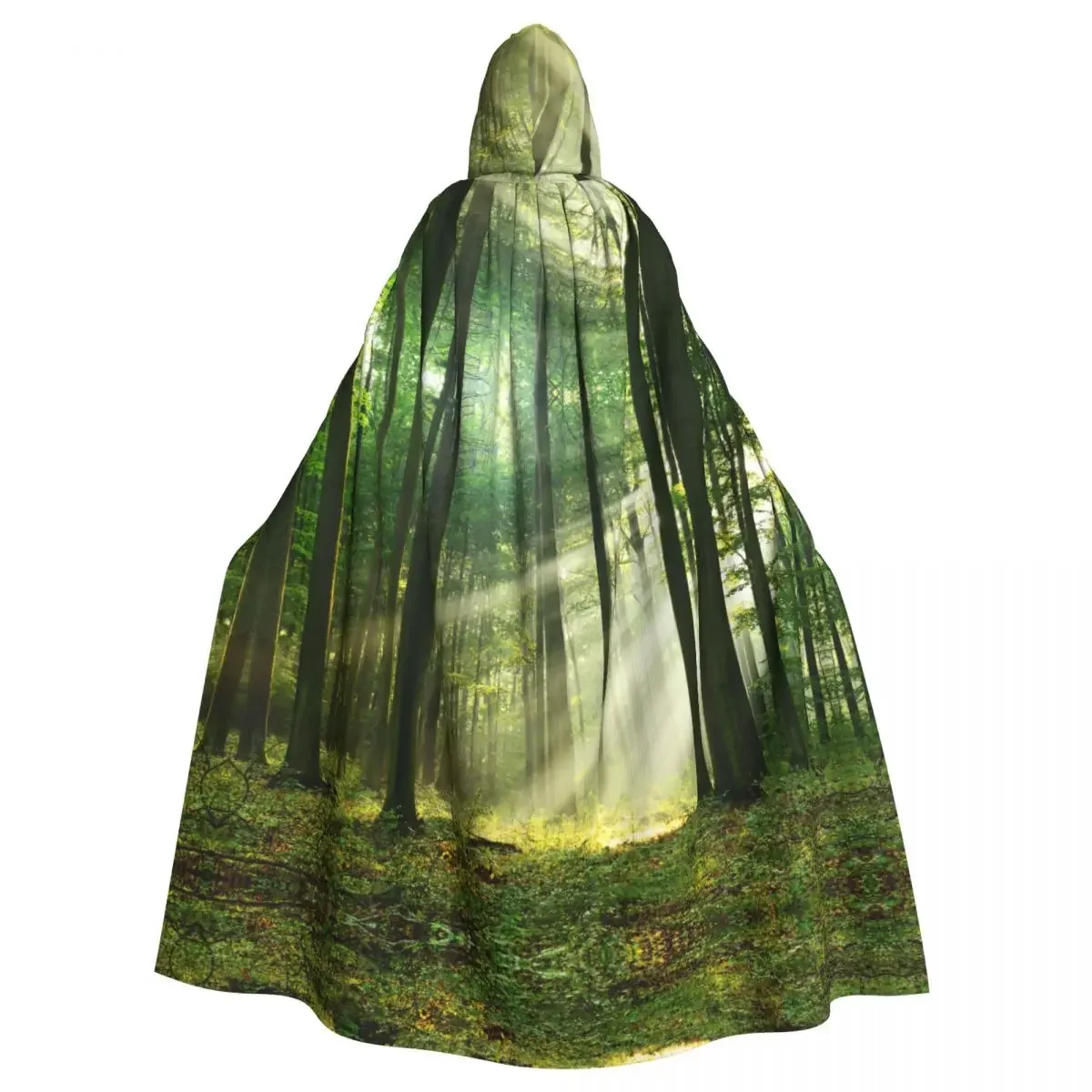 Forest Sunlight Landscape Hooded  Polyester Unisex Witch Cape Costume Accessory