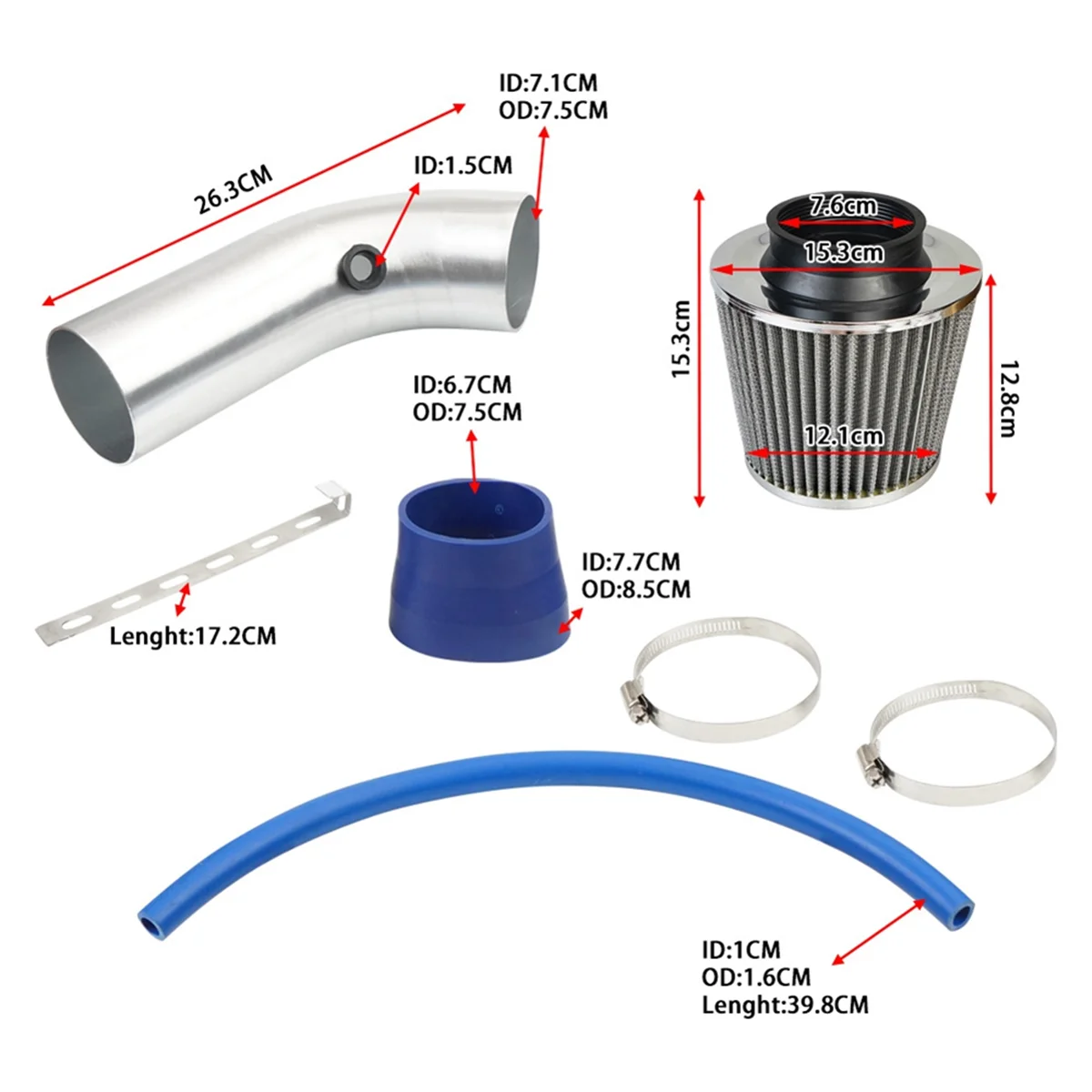 

NEW_76 мм комплект впускной трубы холодного воздуха, универсальный комплект впускной грибовидной головки