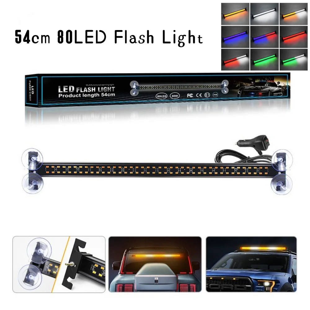 LED Strobe Police Lights para Auto, Grill de emergência, lâmpada de advertência, pára-brisa Bar, Traffic Advisor Lanterna, acessórios do carro, 80 LED