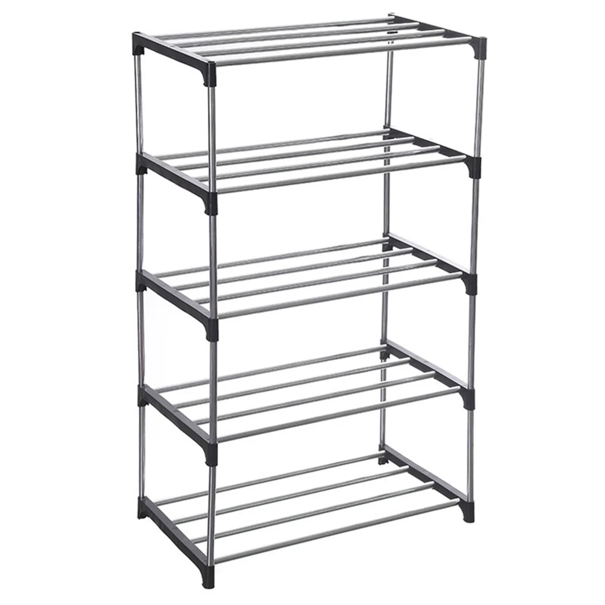 Stackable Small Shoe Rack, Entryway, Hallway and Closet Space Saving Storage and Organization (5-Tier, Black)