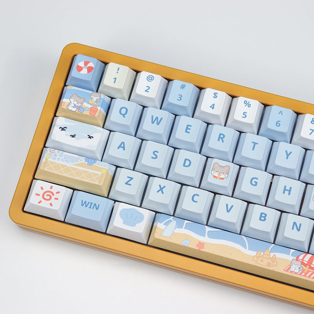 أغطية مفاتيح صيفية للشاطئ لطيفة PBT ذات خمسة جوانب للتسامي لوحة مفاتيح ميكانيكية بارتفاع المصنع الأصلي 61 68 74 87 980