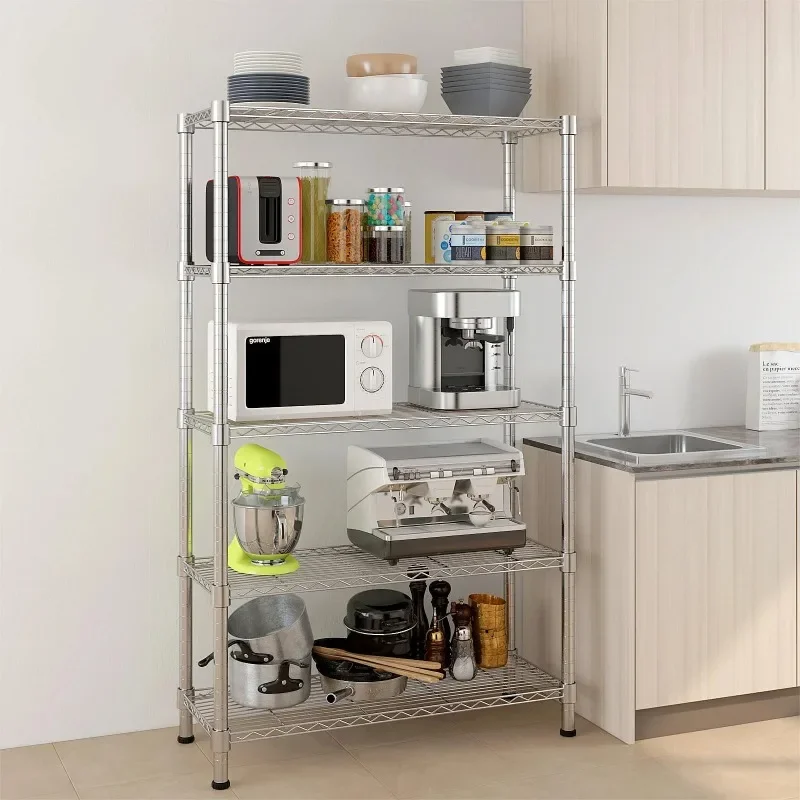 

5 Shelf Storage Rack, NSF Wire Shelf Garage Storage Shelves Organizer Silver, Capacity for 1000lbs, 35"L x 13.8"W x 71"H