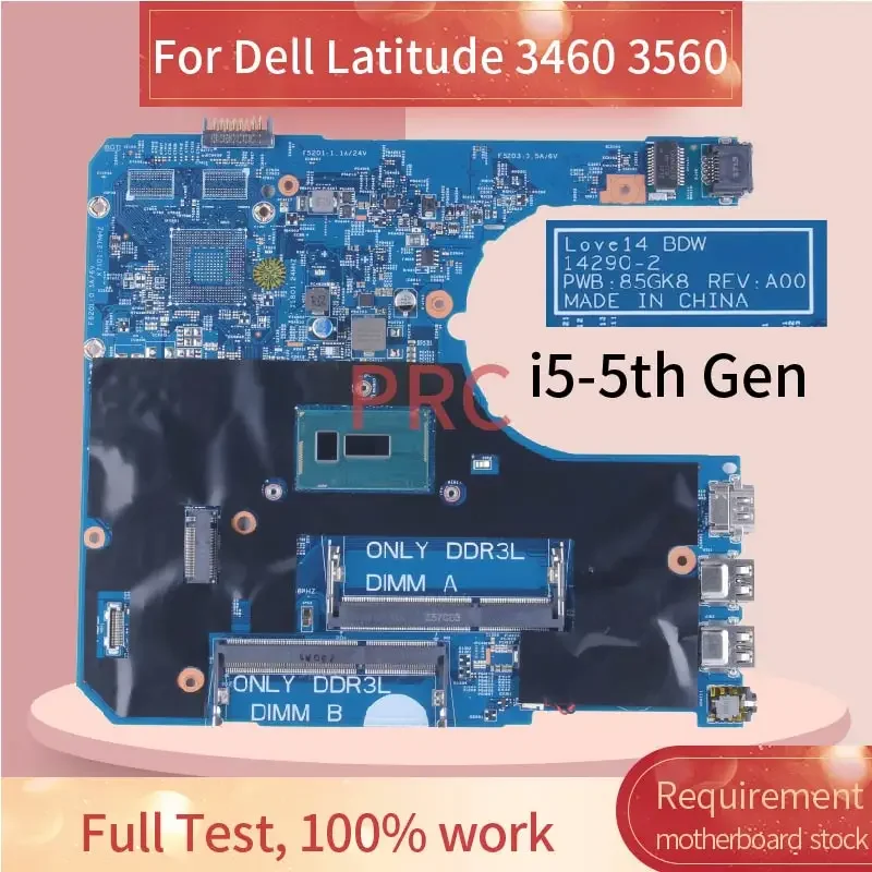 14290-2 85GK8 For DELL Latitude L3460 L3560 3460 3560 Laptop Motherboard 0HTFKW 0D0PG7 0CXYD3 0P9H40 01CGV1 Notebook Mainboard